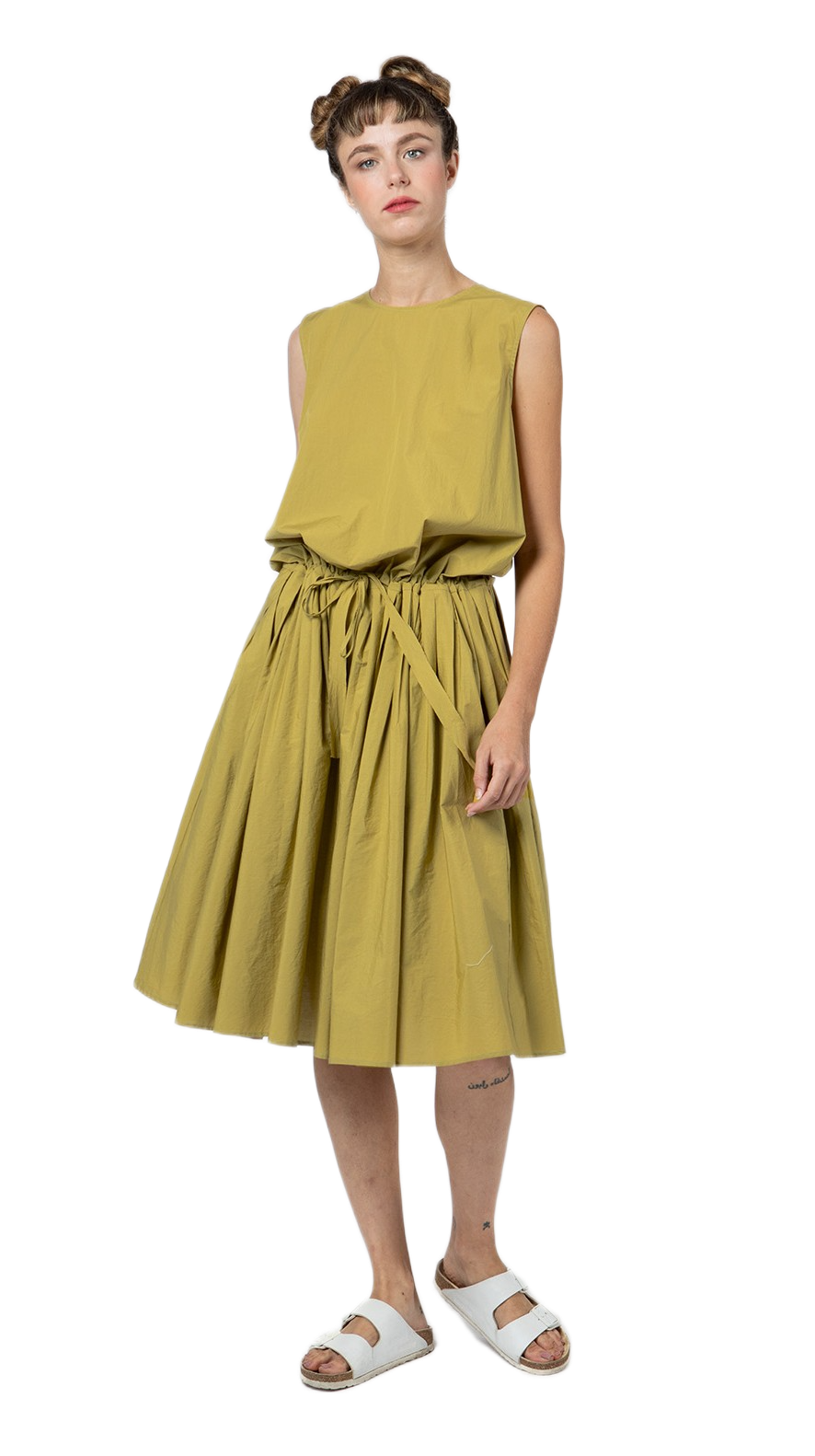 Apuntob Drop Waist Cotton Dress - Oil