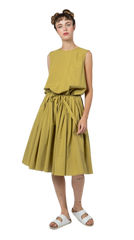 Apuntob Drop Waist Cotton Dress - Oil