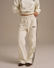 Varsity Loose Fit Sweatpants - Marshmallow White/Coffee Bean