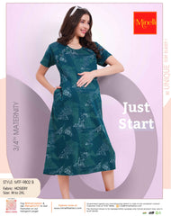 Green-Colored Maternity Short Nightdress