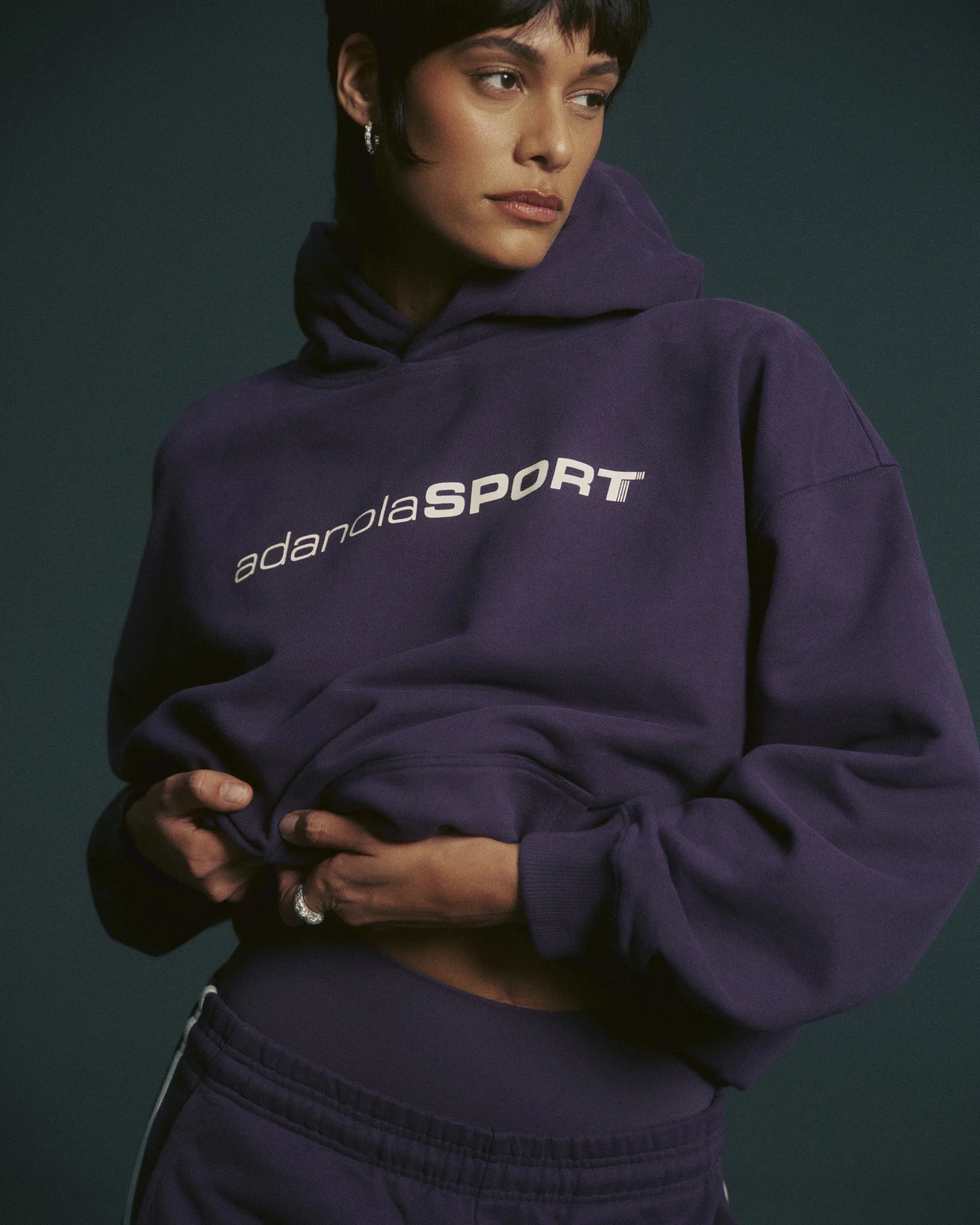 90s Sport Oversized Hoodie - Dark Plum