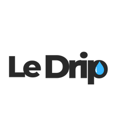 the text "LeDrip" with a blue water droplet icon, all in a black background.
