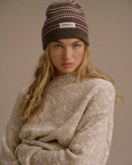 Stripe Beanie - Coffee Bean/Marshmallow White