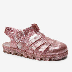 Rose Gold Glittter Jelly Sandals (Younger Girls)