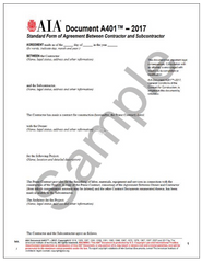 A401- 2017 Standard Form of Agreement Between Contractor and Subcontractor