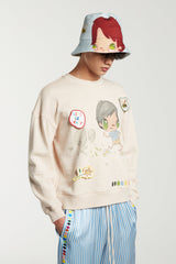 PRINTED SWEATER WITH VELCRO PATCHES & POUCH