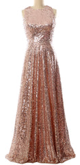 MACloth Elegant Sequin Long Bridesmaid Dress Simple Prom Gown Evening Gown