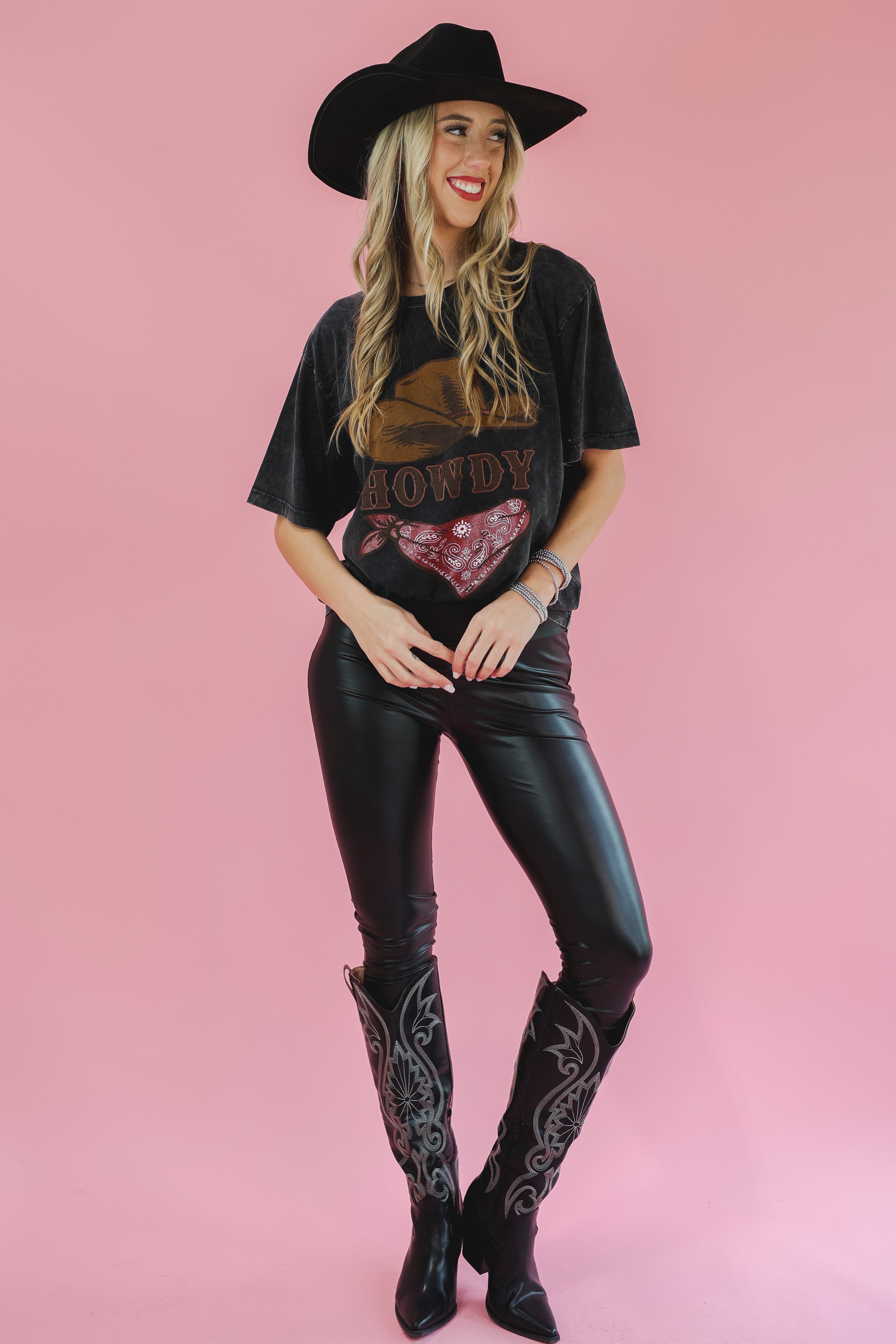 Howdy Western Tee In Black-Zutter-Southern House