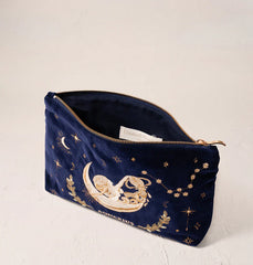 Aquarius Navy Velvet Everyday Pouch