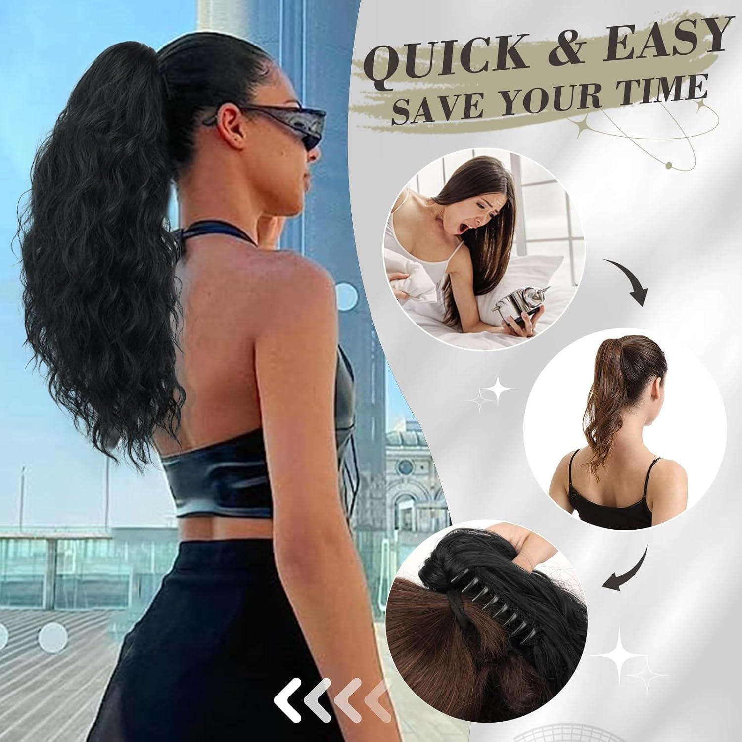 BARSDAR Klauen Clip Pferdeschwanz Extension 45 cm Natürliches Haar Ponytail