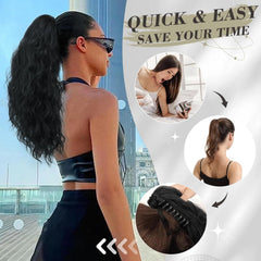 BARSDAR Klauen Clip Pferdeschwanz Extension 45 cm Natürliches Haar Ponytail