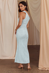 Lingering Love One-Shoulder Twist Midi Dress Baby Blue by Selfie Leslie