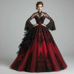 Black and Red Gothic Wedding Dress
