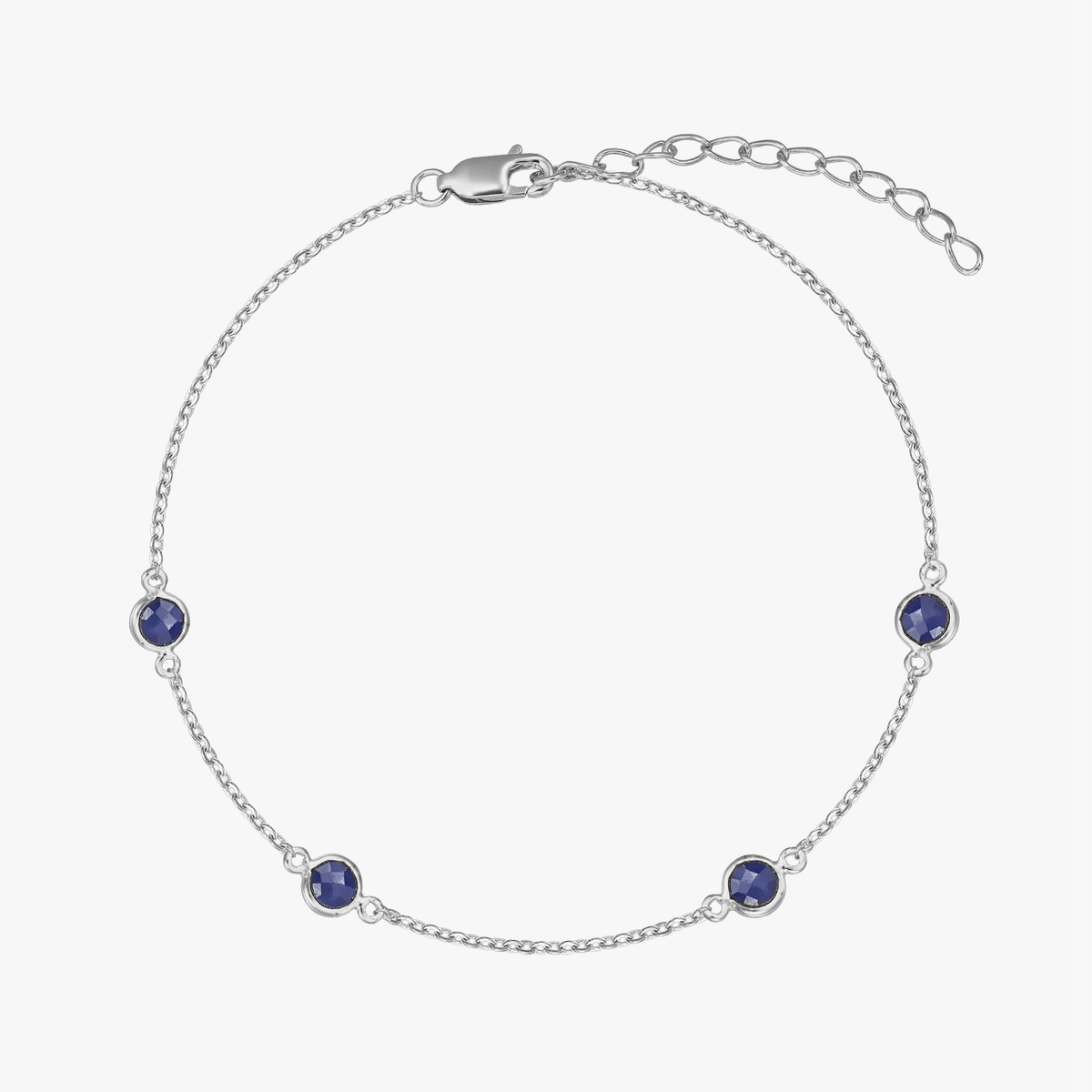 Srebrna bransoletka Birthstone Wrzesień - Szafir - Indira