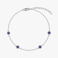 Srebrna bransoletka Birthstone Wrzesień - Szafir - Indira