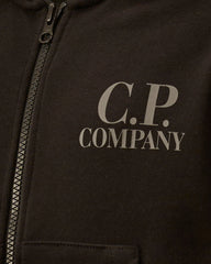 C.P. COMPANY Felpa Aperta Nera con Cappuccio con Occhiali - Junior & Co.it