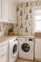 Hill Country Bloom Wallpaper with a floral pattern on a cream background.