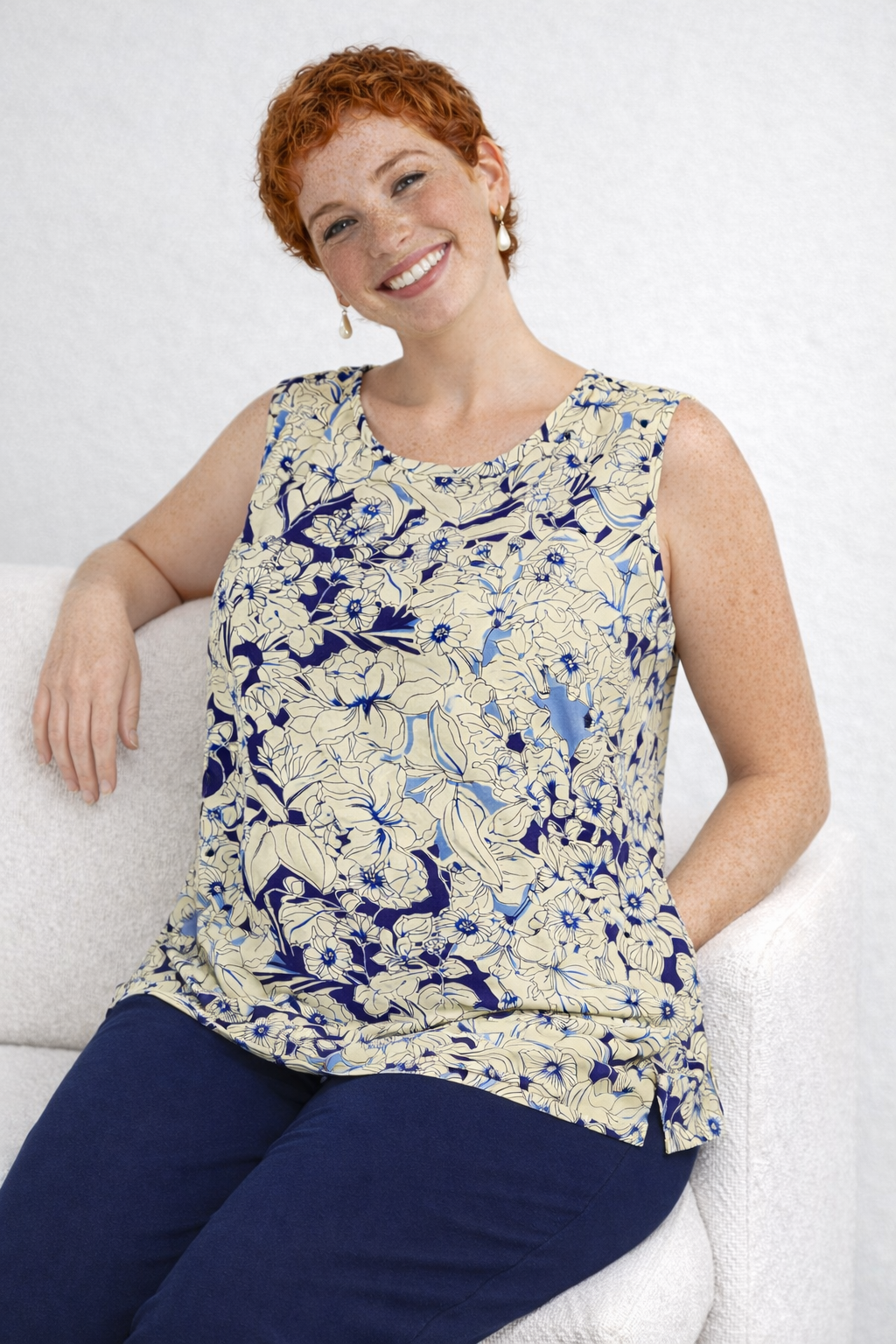 MAGLIA DONNA GAIA PIU TAGLIE OVER SMANICAATA GIROCOLLO FANTASIA VISCOSA ART. 519