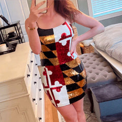 Route One Sequined Maryland Flag Dress
