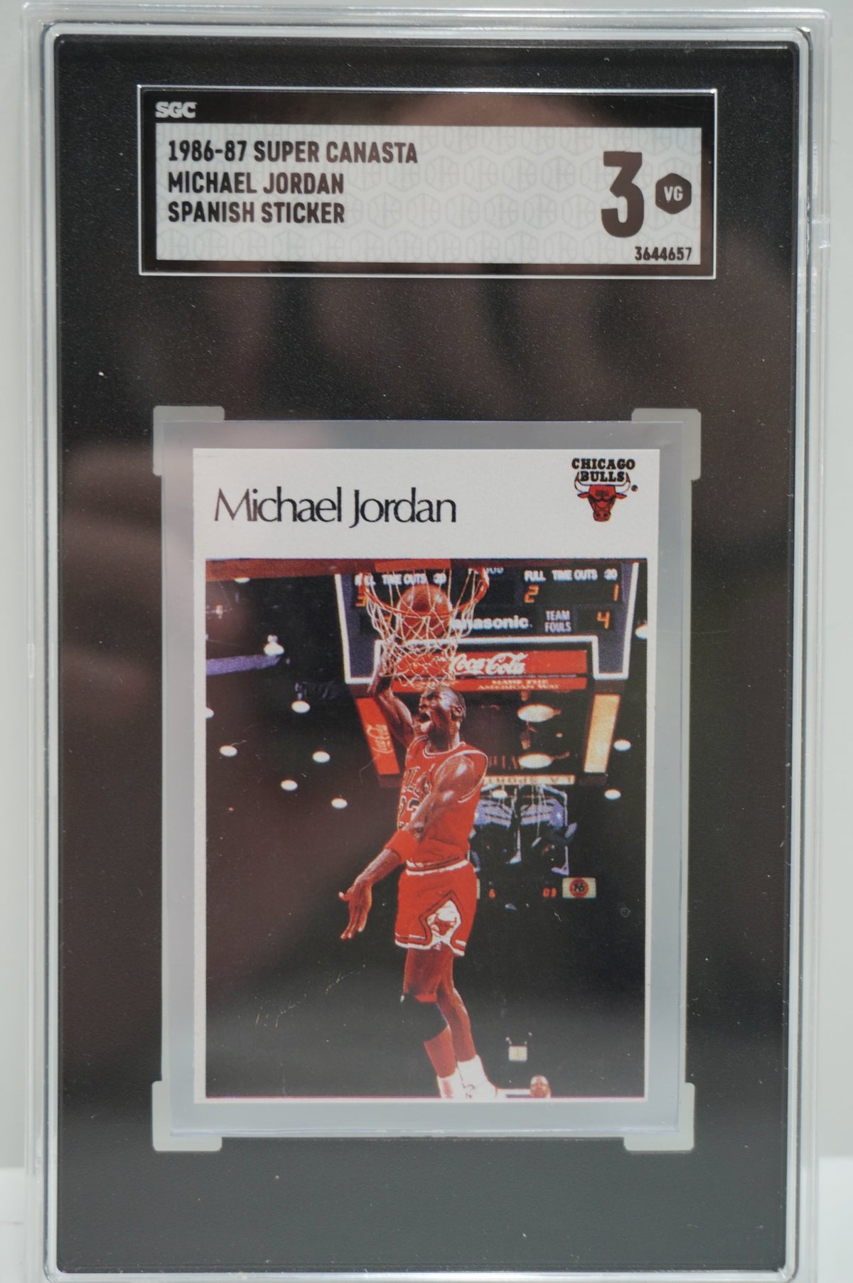 1986-87 Super canasta Michael Jordan Spanish Sticker SGC 3