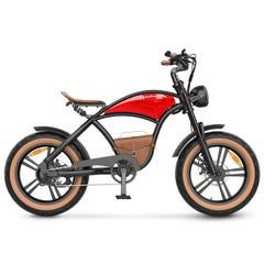 Hidoes HD-B10 Bicicleta Eléctrica - Motor 1000W Batería 48V13AH Eumáticos de 20 Pulgadas - Rojo Vintage