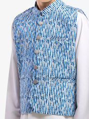 Boy's Blue & Off White Waist Coat Suit - IUS-EBTWCS25-25195
