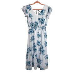 Grace Karin White Blue Floral Print Dress NWT - Size S