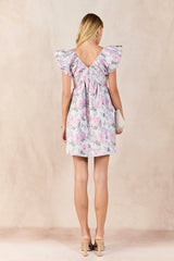 Jacquard with Bow Mini Dress
