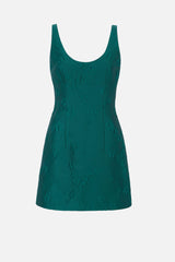 Einna Dress In Emerald Green Ditsy Floral Jacquard