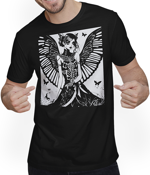 Produktbild von T-Shirt mit Mann Fairycore Aesthetics Grunge Skelett Fee Gothic