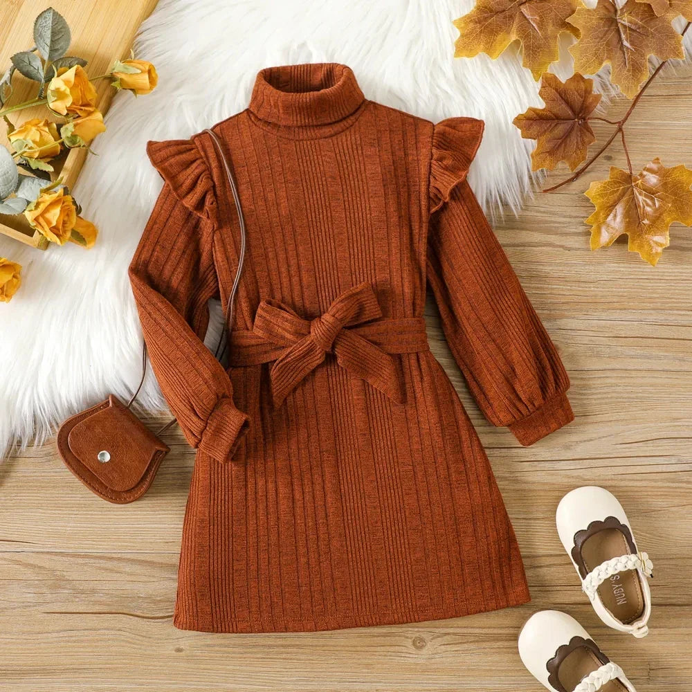 Maple Turtleneck Ruffle Dress - Abby Apples Boutique