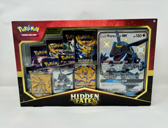 Pokémon TCG Hidden Fates Premium Powers Collection box featuring collectible cards and packaging from the Pokémon brand.