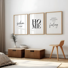 Home Poster 3er Set Zuhause Schön hier