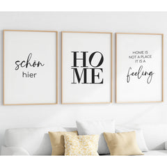 Home Poster 3er Set Zuhause Schön hier