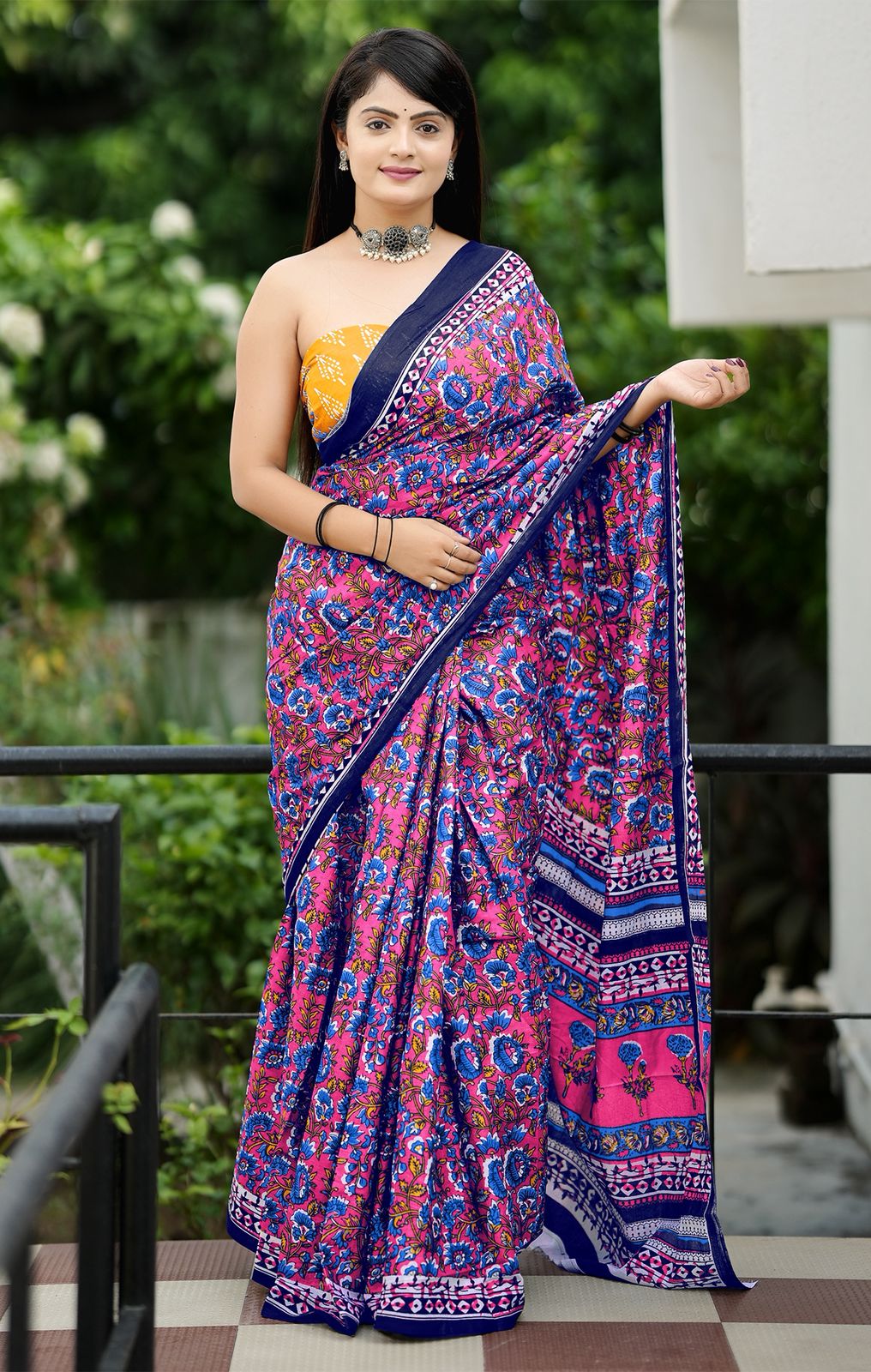 Lavender Pure Soft Cotton Bagru Block Print Saree Cotton saree Anant Tex Exports Pvt.Ltd..