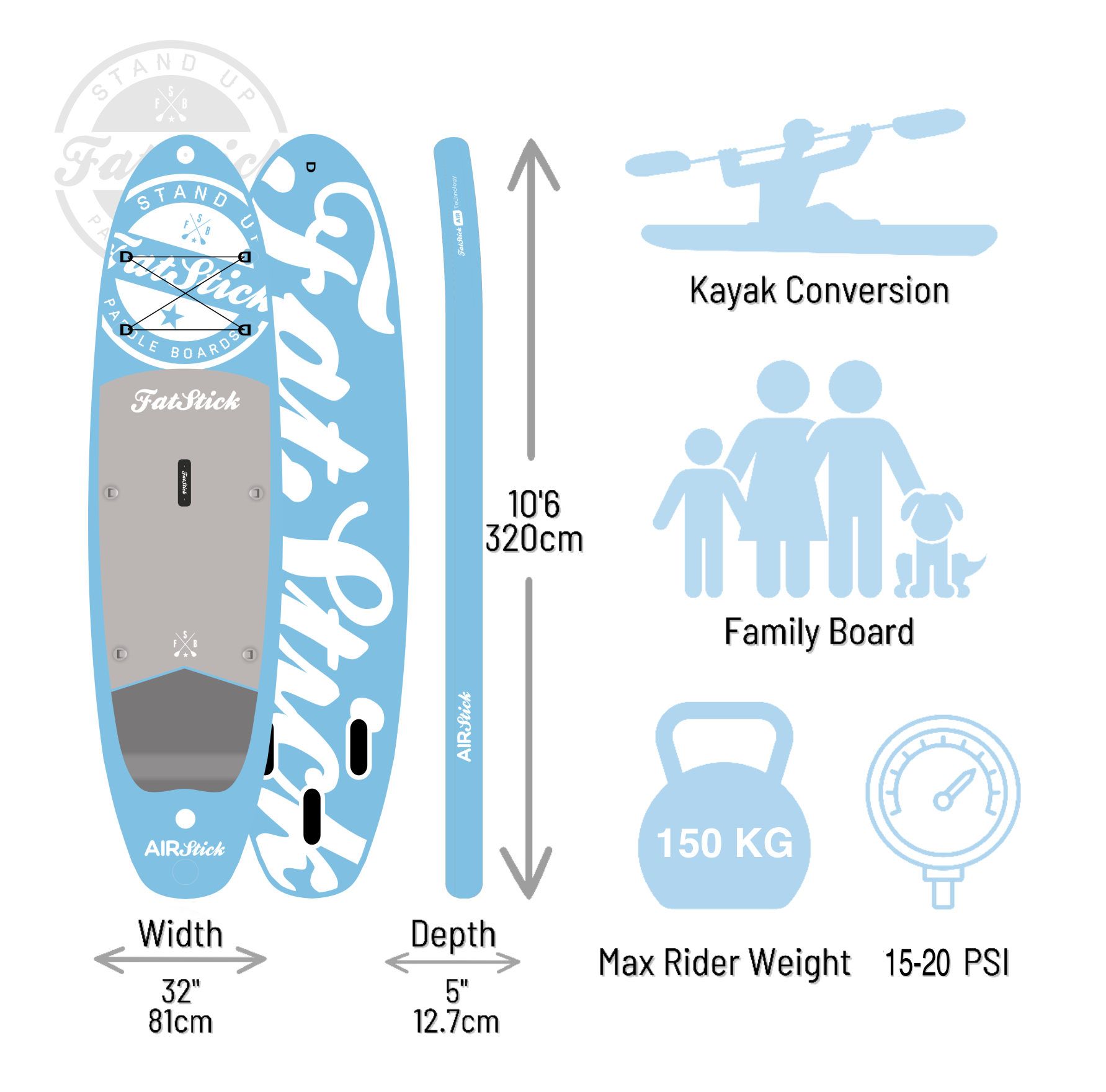 NEW 2026 AirStick 10'6 Inflatable Stand Up Paddle Board | SUP Package - Hot Tub Shop