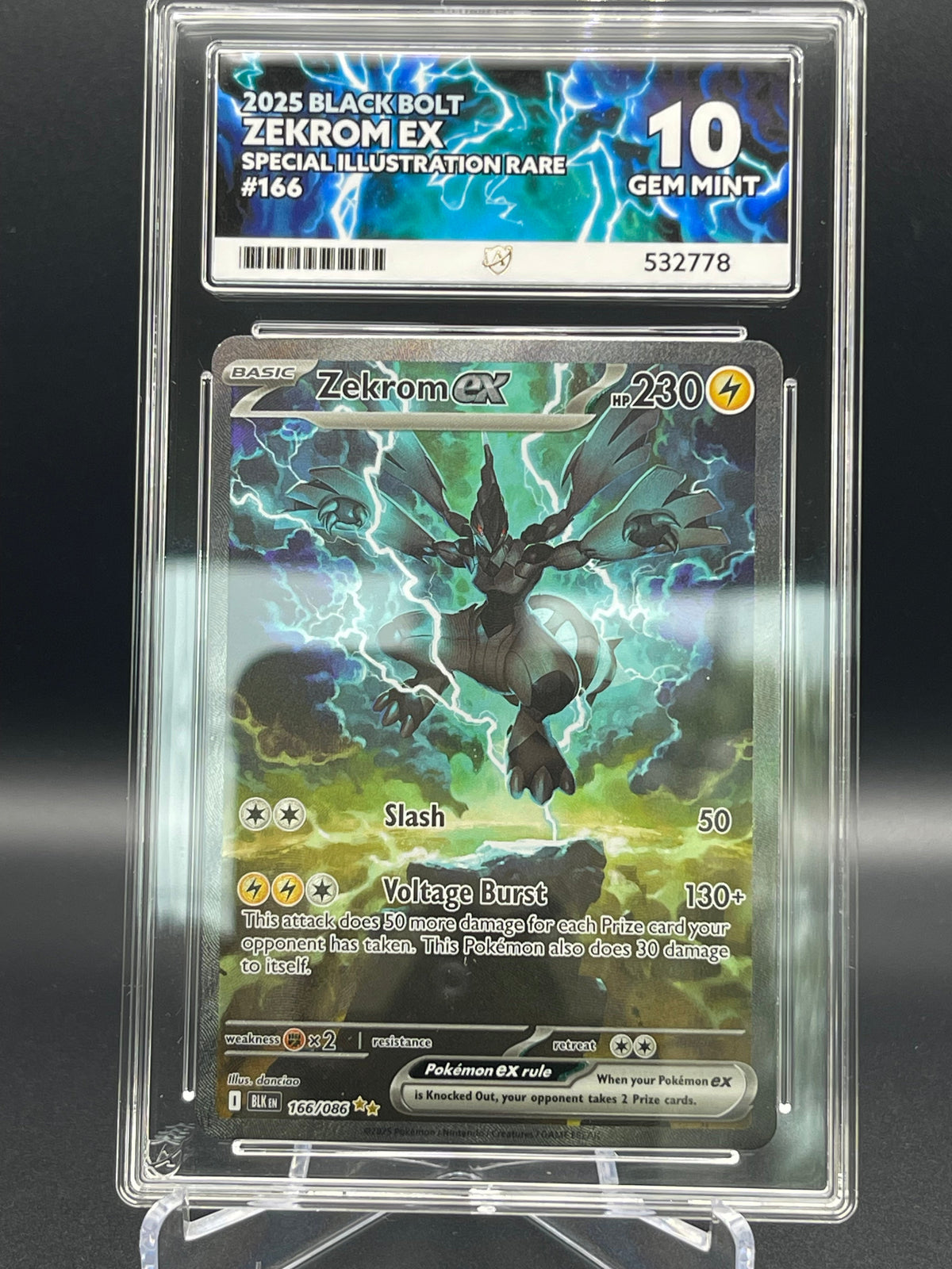 Ace Grading 10 Gem Mint Zekrom 166/086