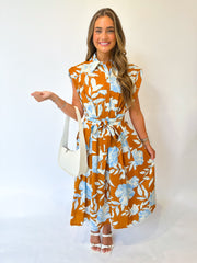 Mackenzie Flutter Sleeve Midi Dress