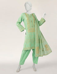 GREEN BAMBER CHIFFON 3PC STITCHED | JLAWN-S-26-568/S MUKESH-03