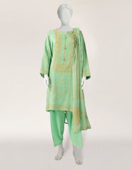 GREEN BAMBER CHIFFON 3PC STITCHED | JLAWN-S-26-568/S MUKESH-03