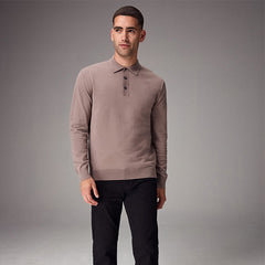 Stone Dark Regular Fit Knitted Long Sleeve Polo Shirt