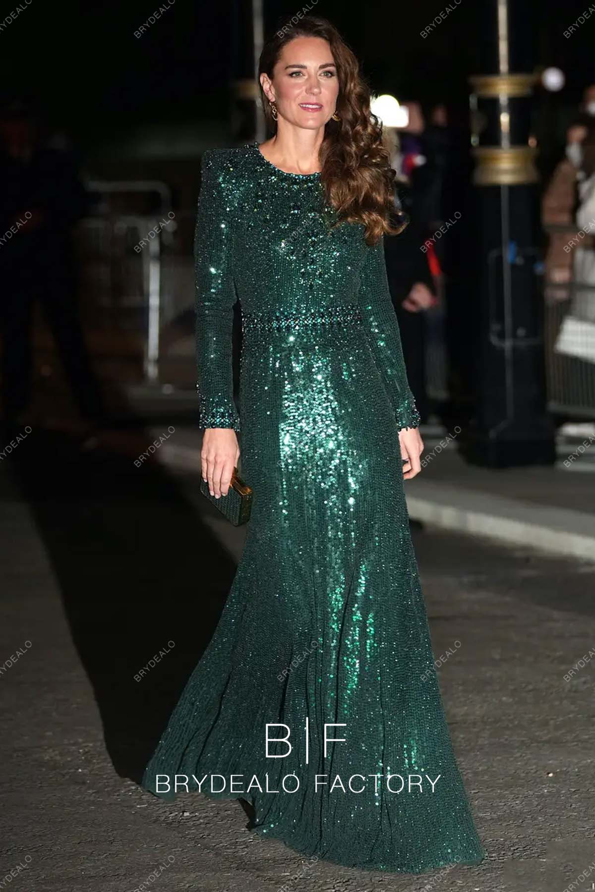 Kate Middleton Glitter Green Dress 2021 Royal Variety Performance