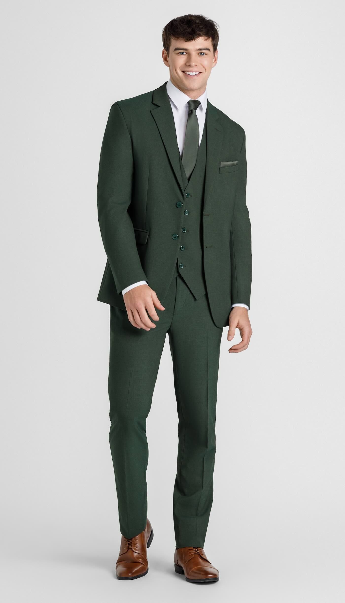 Olive Green|Trim Fit 3 Piece Suit