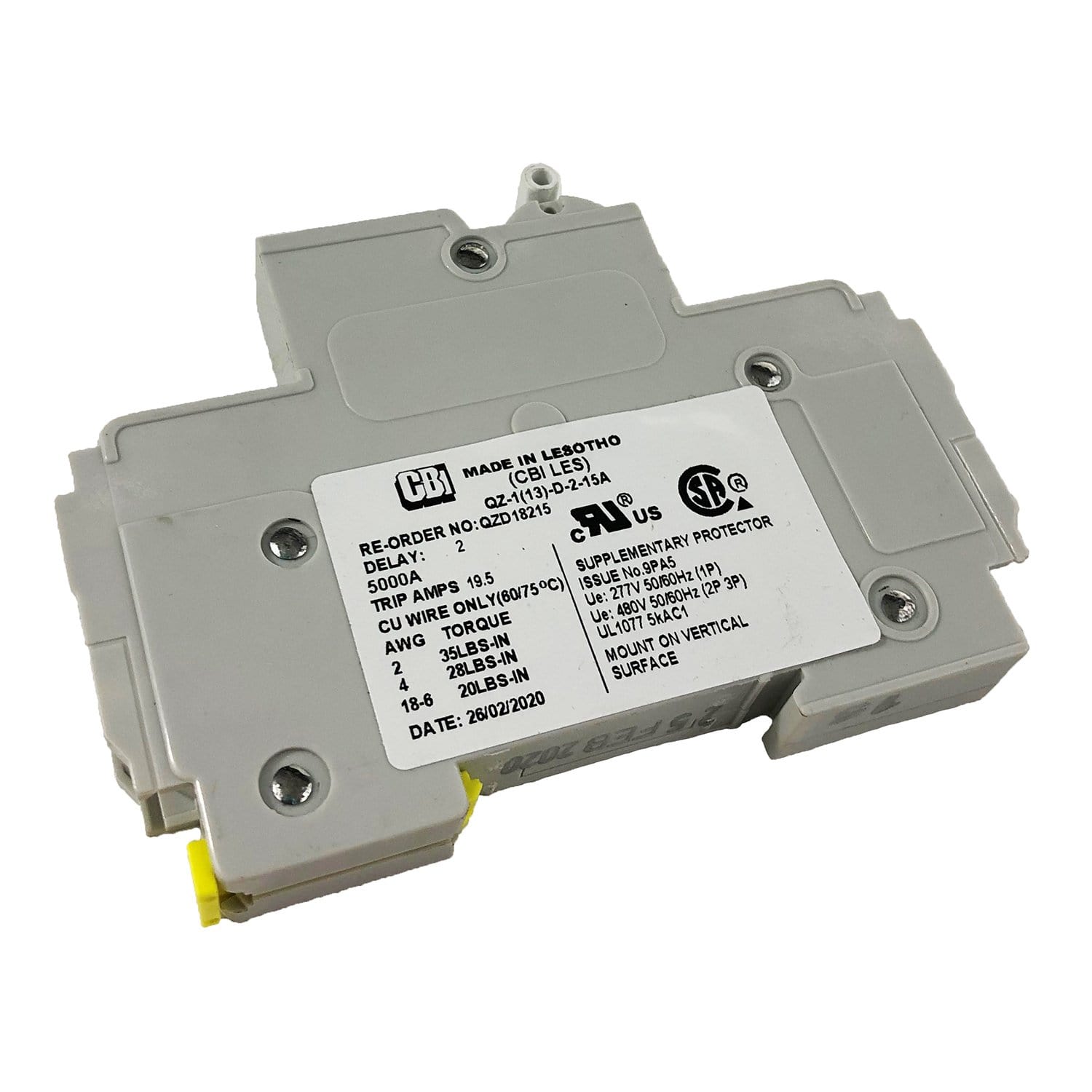 MidNite Solar MNEAC15QZD 15 AMP 277 VAC DIN Breaker