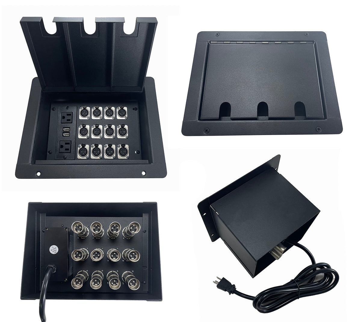PROCRAFT LARGE 3 HOLE LID FEED-THRU RECESSED Stage Pocket/Floor Box w/ 1) WIRED AC 12) XF