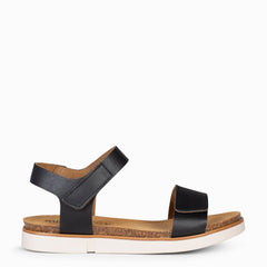 ARALIA - Sandalias planas con tiras de velcro NEGRO