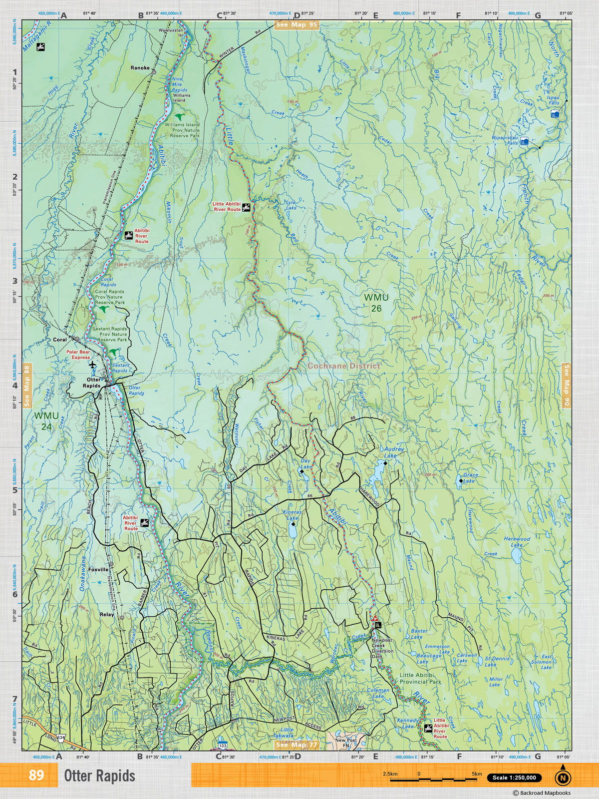 NEON89 Wall Map - Otter Rapids - Backroad Maps