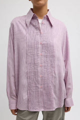 Tibi Ultra Light Silk Tencel Striped Pintucked Shirt