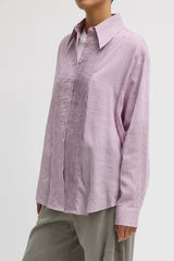 Tibi Ultra Light Silk Tencel Striped Pintucked Shirt