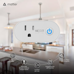 Nexxt Solutions Enchufe Inteligente Wi-Fi con Tecnología Matter, NHP-S611M